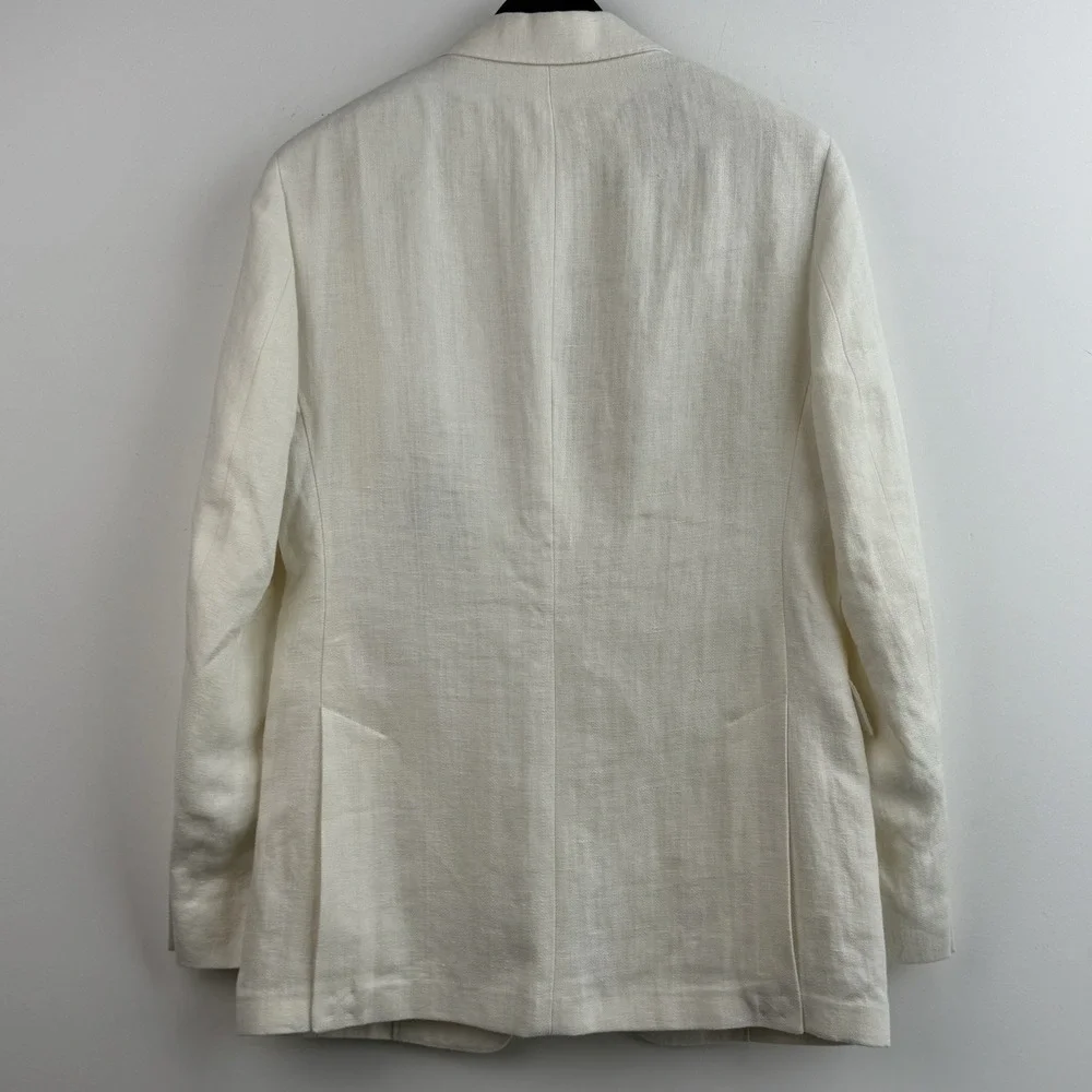 Todd Snyder Linen Sutton Blazer Mens 40L White Herringbone Beach Wedding NWT